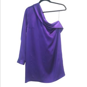 Michelle Mason Purple One-Shoulder Silk Dress